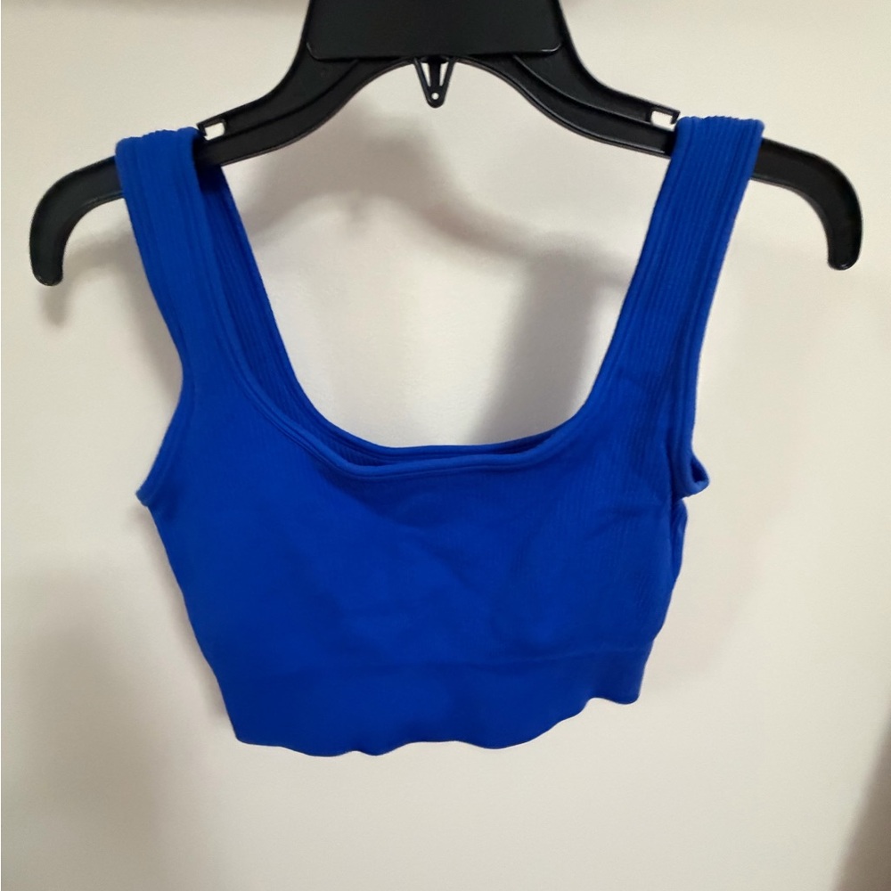 Cobalt Blue Ribbed Crop Tank